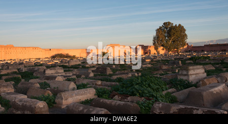 Gräber auf dem jüdischen Friedhof, Miaara, Mellah, Medina, Marrakesch, Marokko Stockfoto