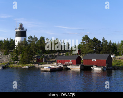 Leuchtturm, Storjungfrun, Insel im Bottnischen Meerbusen, Gävleborgs Län, Hälsingland, Schweden Stockfoto