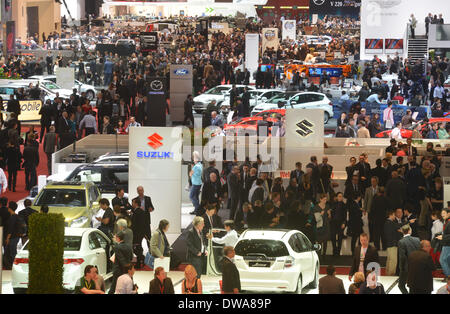 Genf, Schweiz. 4. März 2014. Eine Halle während der ersten Pressetag der Genfer Automobilsalon in Genf, Schweiz, 4. März 2014. Der 84. Genfer Motor Show 2014 findet vom 06. bis 16. März 2014. Foto: Uli Deck/Dpa/Alamy Live News Stockfoto