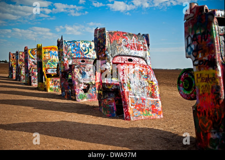 Cadillac Ranch Amarillo Texas Felder Route 66 Stockfoto