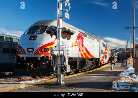 Rail Runner Express im Santa Fe Depot, Santa Fe, New Mexico USA Stockfoto