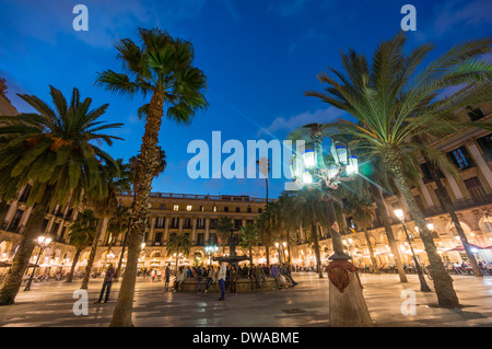 Placa Reial am Abend, Barri Gotic, Barcelona Stockfoto