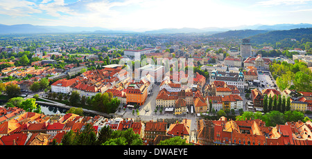 Panorama Luftaufnahme der Stadt Ljubljana. Slowenien Stockfoto