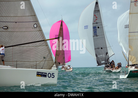 Erstklassige Boote und Segler sind jedes Jahr im Januar gezogen, um in die Acura Key West Regatta, Key West, Florida, USA konkurrieren Stockfoto