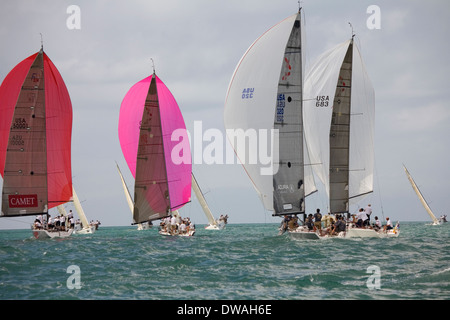 Erstklassige Boote und Segler sind jedes Jahr im Januar gezogen, um in die Acura Key West Regatta, Key West, Florida, USA konkurrieren Stockfoto