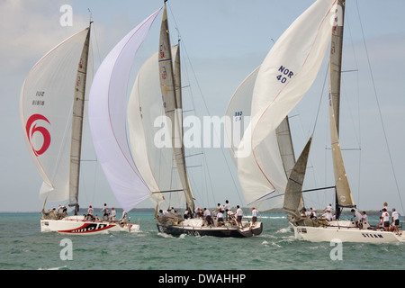 Erstklassige Boote und Segler sind jedes Jahr im Januar gezogen, um in die Acura Key West Regatta, Key West, Florida, USA konkurrieren Stockfoto