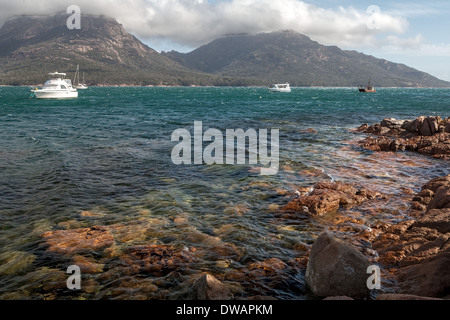 Coles Bay und die Gefahren, an einem windigen Tag, Freycinet National Park, Tasmanien, Australien Stockfoto