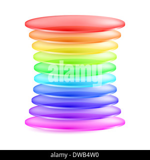 Abstrakte Form der bunten transparenten Schichten gebildet. Abbildung auf weißem Hintergrund Stockfoto