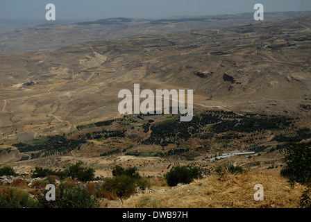 Panoramablick vom The Moses Memorial, Berg Nebo, Jordanien Stockfoto