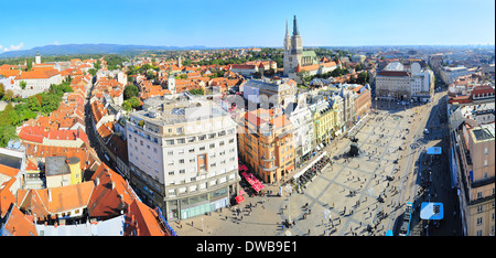 Panoramicc Draufsicht auf Zagreb, Kroatien Stockfoto