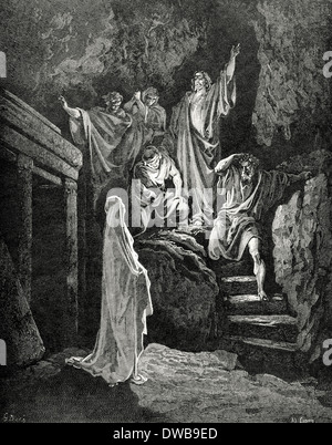 Auferweckung des Lazarus. Stich von Gustave Dore. Evangelium von John, XI. Stockfoto