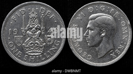 1 Schilling-Münze, König George VI, UK, 1950 Stockfoto