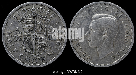 Halbe Krone Münze, König George VI, UK, 1949 Stockfoto