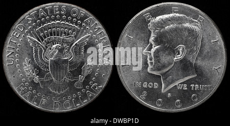 Kennedy Half Dollar Münze, USA, 2000 Stockfoto