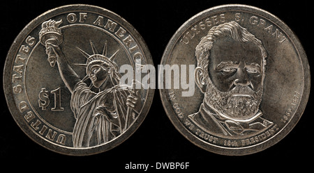 1-Dollar-Münze, Präsident Ulysses S. Grant, USA, 2011 Stockfoto