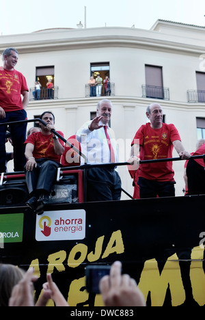Fußball-Nationalmannschaft von Spanien in der WM in Südafrika 2010. Empfang in Madrid, Spanien. Stockfoto