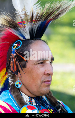 Blackfoot Indianer auf dem Blackfoot Arts and Heritage Festival, Waterton Park, Waterton Lakes National Park, Alberta, Kanada. Stockfoto