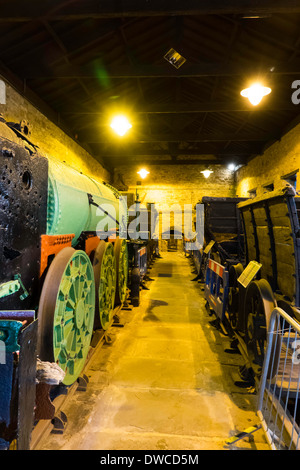 Innere des Soho Schuppen das älteste Gebäude auf der National Railway Museum Shildon UK mit alten Motoren und Wagen für die Wiederherstellung Stockfoto