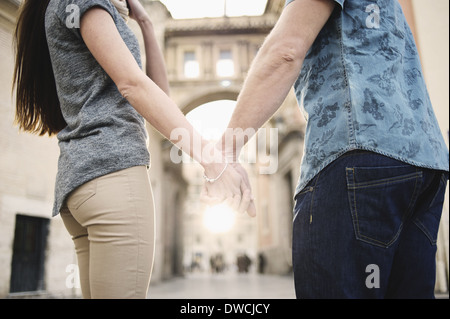 Aufnahme des jungen Paares beschnitten, im Urlaub, Valencia, Spanien Stockfoto