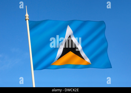 Die Flagge von der karibischen Insel St. Lucia Stockfoto