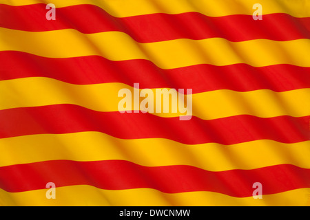 Flagge von Katalonien in Spanien. Stockfoto