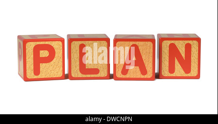 Plan - farbige Kinder Alphabet Blöcke. Stockfoto