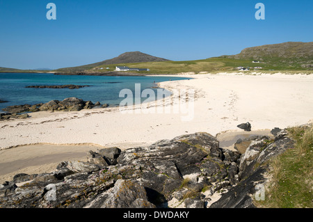 Beinn Mhartainn vom Strand bei Halaman Bay, Tangasdale, Isle of Barra, Western Isles, Schottland, UK Stockfoto