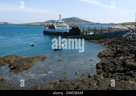 An Bord der Caledonian Macbrayne Fähre "Loch Alainn" am Hafen von Ardmore, Isle of Barra, Western Isles, Schottland, Vereinigtes Königreich Stockfoto