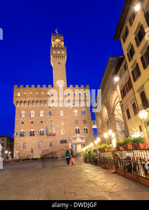 Palazzo Vecchio in der Abenddämmerung, Florenz, Italien Stockfoto