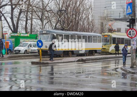 Straßenbahn in Bukarest, Rumänien Stockfoto