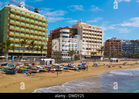 Playa de Las Canteras Strand, Las Palmas de Gran Canaria, Kanarische Inseln, Spanien, Europa Stockfoto