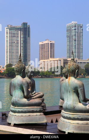 Sri Lanka; Colombo, Seema Malaka, buddhistische Tempel, Beira Lake, Skyline, Stockfoto