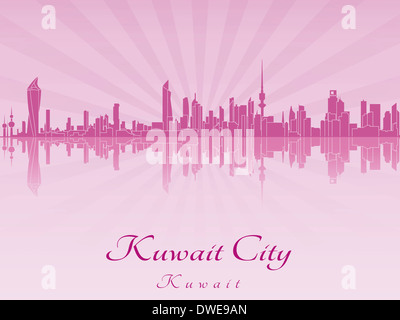 Kuwait-Stadt Skyline in leuchtenden lila Orchidee Stockfoto