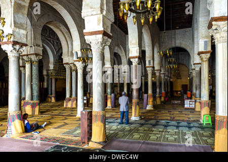 Nordafrika, Tunesien, Kairouan. Holly Stadt. Die große Moschee Sidi Okba, Weltkulturerbe der Unesco. Heiliger Ort des Islam. Stockfoto