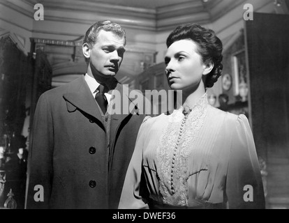 Joseph Cotton und Agnes Moorehead, am Set des Films, "The Magnificent Ambersons" unter der Regie von Orson Welles, 1942 Stockfoto