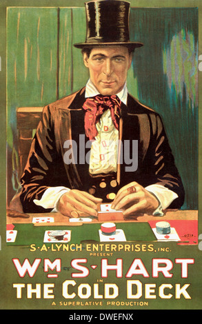 Mann in Hut, Glücksspiel, Filmplakat, "Cold Deck", 1917 Stockfoto