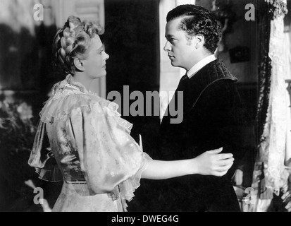 Dolores Costello und Tim Holt, am Set des Films, "The Magnificent Ambersons" unter der Regie von Orson Welles, 1942 Stockfoto