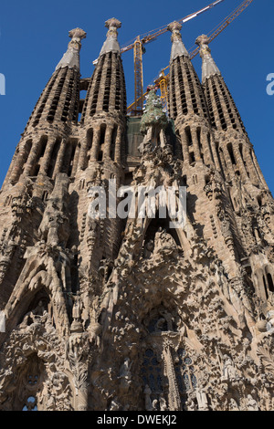 Gaudis neugotischen Sagrada Familia (Temple Expiatori De La Sagrada Familia) in Barcelona in Spanien Stockfoto