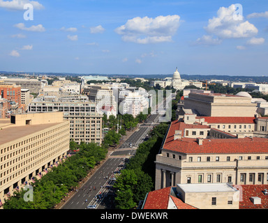 Washington DC, Pennsylvania Avenue, Luftbild Stockfoto