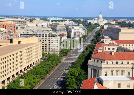 Washington DC, Pennsylvania Avenue, Luftbild Stockfoto