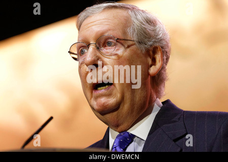 National Harbor, Maryland, USA. 6. März 2014. Republikanischen Senat Minderheitenführer Mitch McConnell von Kentucky spricht während einer ein Stockfoto