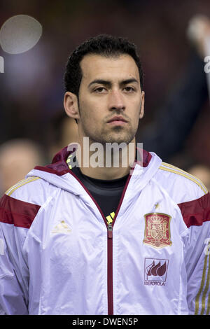 Sergio Busquets (ESP), 5. März 2014 - Fußball / Fußball: internationale Freundschaftsspiele match zwischen Spanien 1-0 Italien im Estadio Vicente Calderón in Madrid, Spanien. (Foto: Foto von Maurizio Borsari/AFLO) Stockfoto