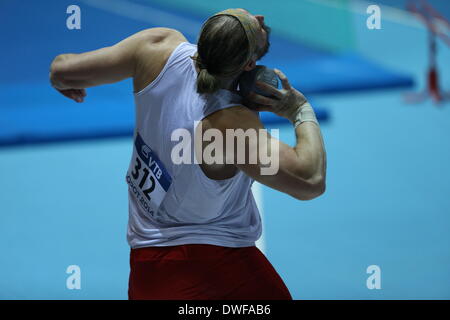 Sopot, Polen 7. März 2014 IAAF World Indoor Championships Sopot 2014. Tomasz Majewski (POL) dich im Kugelstoßen. Bildnachweis: Michal Fludra/Alamy Live-Nachrichten Stockfoto