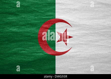 Flagge von Algerien oder algerischen Banner auf Leinwandtextur Stockfoto