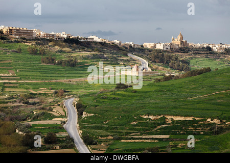 Blick Richtung Dorf Gharb aus The Citadel, Victoria, Gozo, Malta Stockfoto