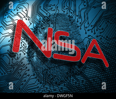 NSA gegen Abbildung blau Fingerabdruck Stockfoto