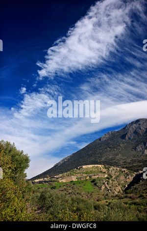 Die Akropolis der antiken Mykene ("Mykines"), Argolis ("Argolis"), Peloponnes, Griechenland. Stockfoto