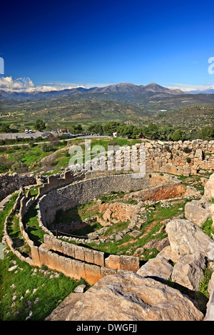 Der Grab-Kreis A in der Akropolis der antiken Mykene, Argolis (Argolis), Peloponnes, Griechenland Stockfoto