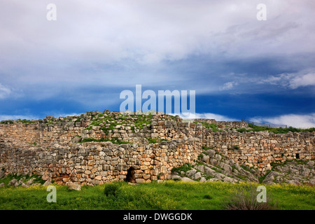 Die zyklopischen Mauern der Akropolis der antiken Tiryns ("Tiryntha"), Argolis ("Argolis"), Peloponnes, Griechenland Stockfoto