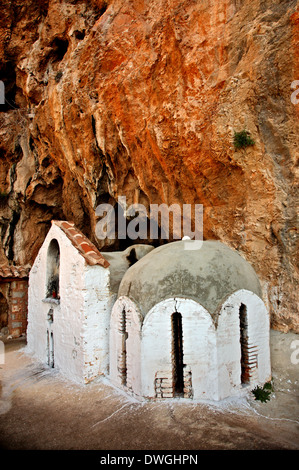 Das byzantinische Kloster Agios Demetrios (Avgo), Ermionida Gemeinde, Argolis (Argolis), Peloponnes, Griechenland. Stockfoto